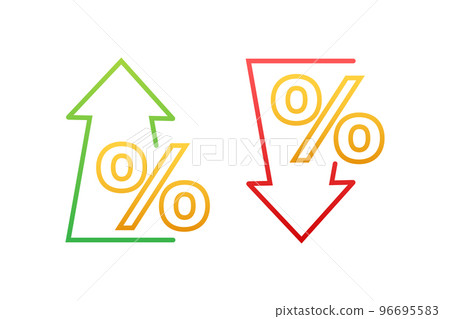 Percentage with arrow up and down. Banking, credit, interest rate. Vector stock illustration. 96695583