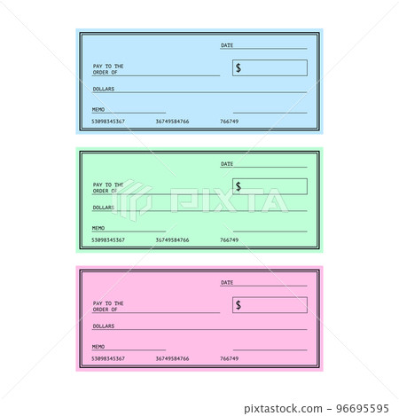 Blank Check. Financial Payment. Chequebook template. Vector stock illustration. 96695595