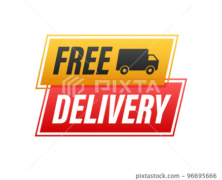 Free delivery. Badge with truck. Vector stock illustrtaion. Free delivery. Badge with truck. Vector stock illustrtaion. 96695666