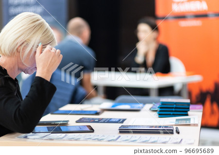 Job interview, employer or recruiter is interviewing and taking the applicant's work history, Specialized functional ability test, business conversation, manager resource employment and recruitment 96695689
