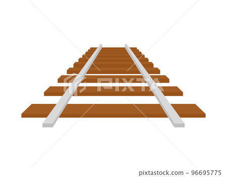 Railroad tracks. Railway train track. Rails and sleepers. Vector stock illustration. 96695775