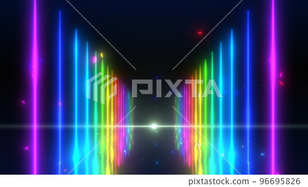 Rainbow neon and triangular particle background still image Rainbow neon and triangular particle background still image 96695826