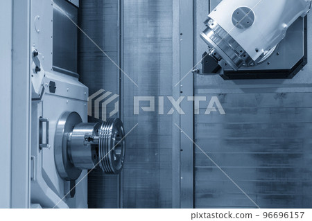 The multi-tasking CNC machine. cutting the metal pulley part. 96696157