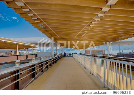 A ferry terminal that crosses over to Miyajima, one of the three most scenic spots in Japan A ferry terminal that crosses over to Miyajima, one of the three most scenic spots in Japan 96696228