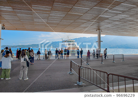 A ferry terminal that crosses over to Miyajima, one of the three most scenic spots in Japan A ferry terminal that crosses over to Miyajima, one of the three most scenic spots in Japan 96696229
