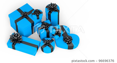 Gift boxes with ribbon and bow isolated on white background. greeting design Gift boxes with ribbon and bow isolated on white background. greeting design 96696376