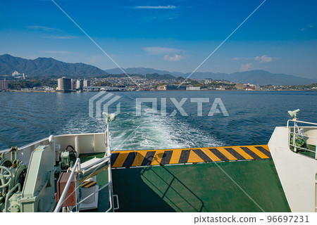 Hatsukaichi city coastline seen from the ferry to Miyajima, one of the three most scenic spots in Japan 96697231