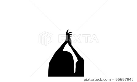 Clapping female hands and head silhouette 96697943