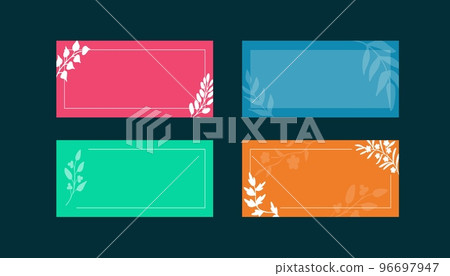 Set of empty cards with doodle leaf and herb frames. Collection of various festive design elements for prints 96697947