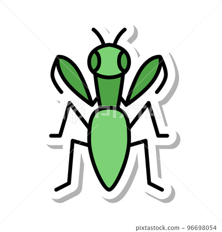 迷你貼紙昆蟲插圖圖標螳螂 迷你貼紙昆蟲插圖圖標螳螂 96698054