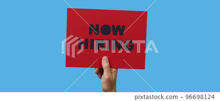 text now hiring in a sign, web banner format 96698124