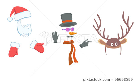 Masks for Santa Claus, deer horns and snowman for masquerade. 96698599