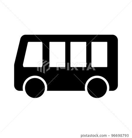 巴士剪影圖標和巴士站桿圖標。巴士總站。向量。 巴士剪影圖標和巴士站桿圖標。巴士總站。向量。 96698793