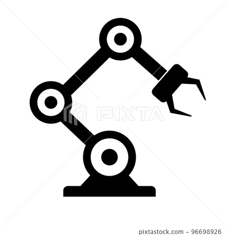 Robot arm silhouette icon. Industrial machinery. Manufacturing automation. vector. Robot arm silhouette icon. Industrial machinery. Manufacturing automation. vector. 96698926