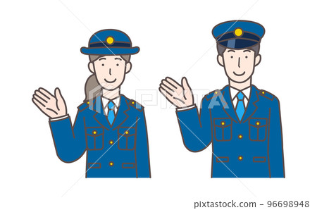 Upper body illustration of male and female police officers to guide Upper body illustration of male and female police officers to guide 96698948