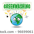 Earth with a billboard that says Greenwashing 96699061