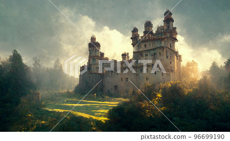 城堡 幻想 山 森林 天空 雄偉 冒險 城堡 幻想 山 森林 天空 雄偉 冒險 96699190