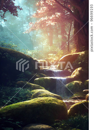 森林春天幻想陽光透過樹葉過濾女孩插畫神秘仙女 森林春天幻想陽光透過樹葉過濾女孩插畫神秘仙女 96699193