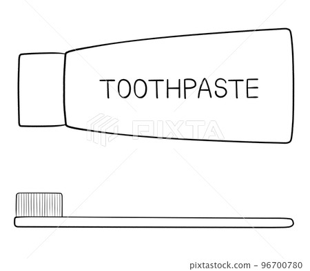 Illustration of toothpaste (tube) and toothbrush Illustration of toothpaste (tube) and toothbrush 96700780