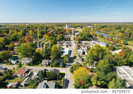 Aerial view of Waterford, Ontario, Canada in the autumn Aerial view of Waterford, Ontario, Canada in the autumn 96700973