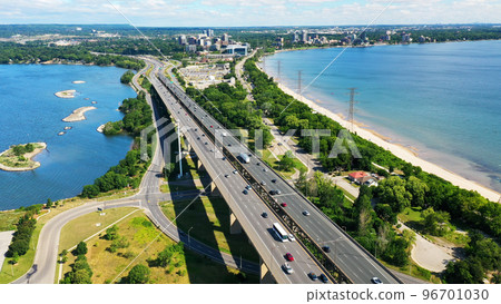 Aerial scene of the Burlington Skyway in Ontario, Canada Aerial scene of the Burlington Skyway in Ontario, Canada 96701030