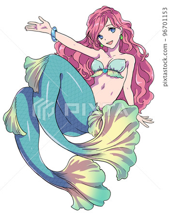 分叉的美人魚天后海妖粉色頭髮 96701153