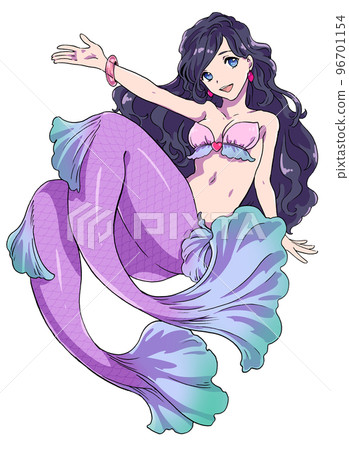Bifurcated mermaid diva Siren black hair 96701154