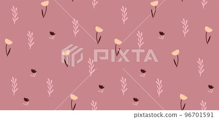 Romantic flowers on pink background, autumn flowers minimalistic pattern. Vector illustration Romantic flowers on pink background, autumn flowers minimalistic pattern. Vector illustration 96701591