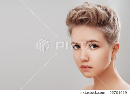 Beautiful Young Woman with Clean Fresh Skin. Face Beautiful Young Woman with Clean Fresh Skin. Face 96701619