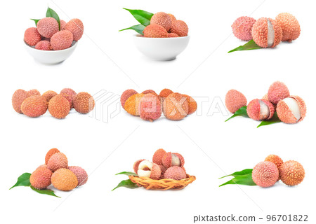 Set of lichee on a isolated white background Set of lichee on a isolated white background 96701822