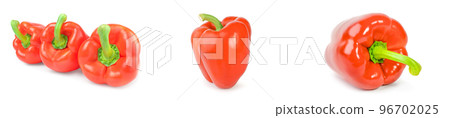 Collage of bulgarian peppers isolated on a white background with clipping path 96702025