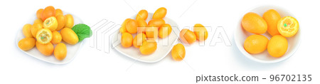 Set of kumquats isolated on a white background cutout Set of kumquats isolated on a white background cutout 96702135