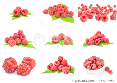 Group of sweet raspberry isolated on a white background 96702262
