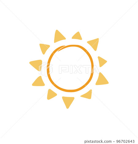 Doodle sun sketch illustration. Hand drawn cute orange sunshine. Scribble doodle children drawn style. Vector Doodle sun sketch illustration. Hand drawn cute orange sunshine. Scribble doodle children drawn style. Vector 96702643