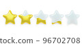 Five realistic glass rating stars filled with gold 96702708