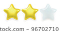 Three realistic glass rating stars filling with gold 96702710