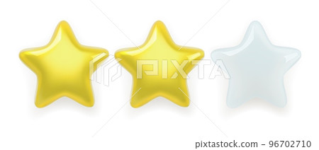 Three realistic glass rating stars filling with gold Three realistic glass rating stars filling with gold 96702710