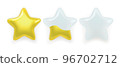 Three realistic glass rating stars filling with gold 96702712
