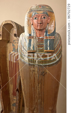 Egyptian wooden painted sarcophagus Egyptian wooden painted sarcophagus 96702729