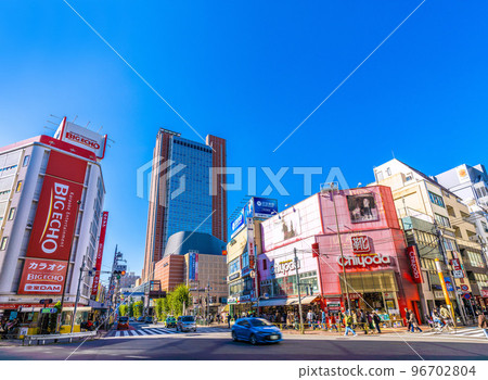 Tokyo cityscape in Japan overlooking the carrot tower in front of Sangenjaya station 96702804
