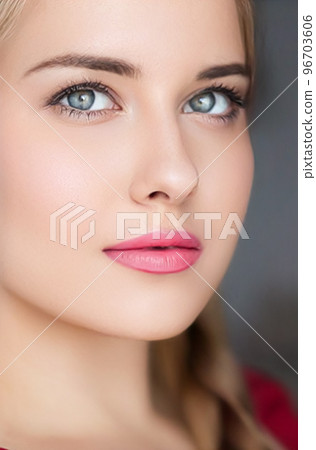 Beauty, makeup and skincare, face portrait of beautiful woman with braided hairstyle and natural make-up and perfect skin for luxury wellness cosmetics, fashion look and glamour style 96703606