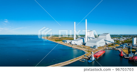Aerial view of the Power station. One of the most beautiful and eco friendly power plants in the world. ESG green energy. Aerial view of the Power station. One of the most beautiful and eco friendly power plants in the world. ESG green energy. 96703703