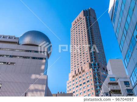 The cityscape of Tokyo in Japan, overlooking the Shibuya Ward Cultural Center Owada and the Cerulean Tower Tokyu Hotel 96704097