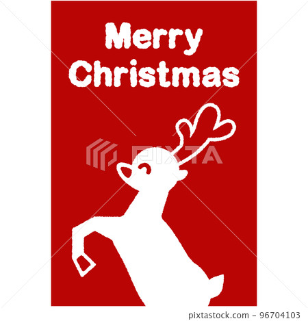 Christmas postcard with illustration of reindeer on red background Christmas postcard with illustration of reindeer on red background 96704103