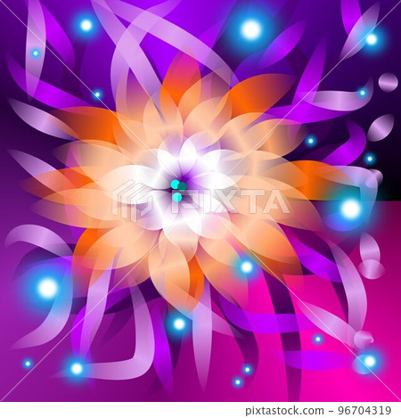 Floral illustration. Fantastic landscape, bright magical colors. Radiant image.  96704319