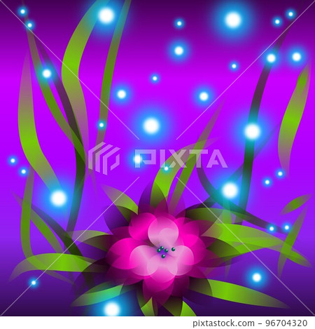 Floral illustration. Fantastic landscape, bright magical colors. Radiant image.  96704320