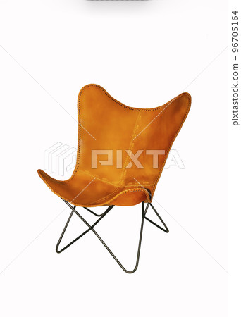 Leather garden chair on white background. Interior element 96705164