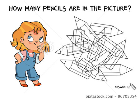 How many pencils are in the picture? Educational game for children How many pencils are in the picture? Educational game for children 96705354