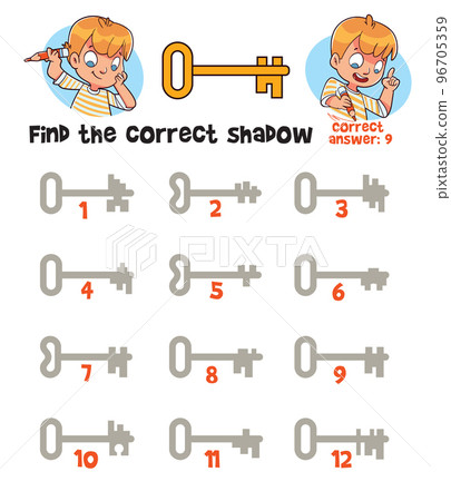 Key - Find the correct shadow. Educational game for children Key - Find the correct shadow. Educational game for children 96705359