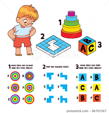Find the missing piece. What does the object look like from above? Educational game for children 96705367